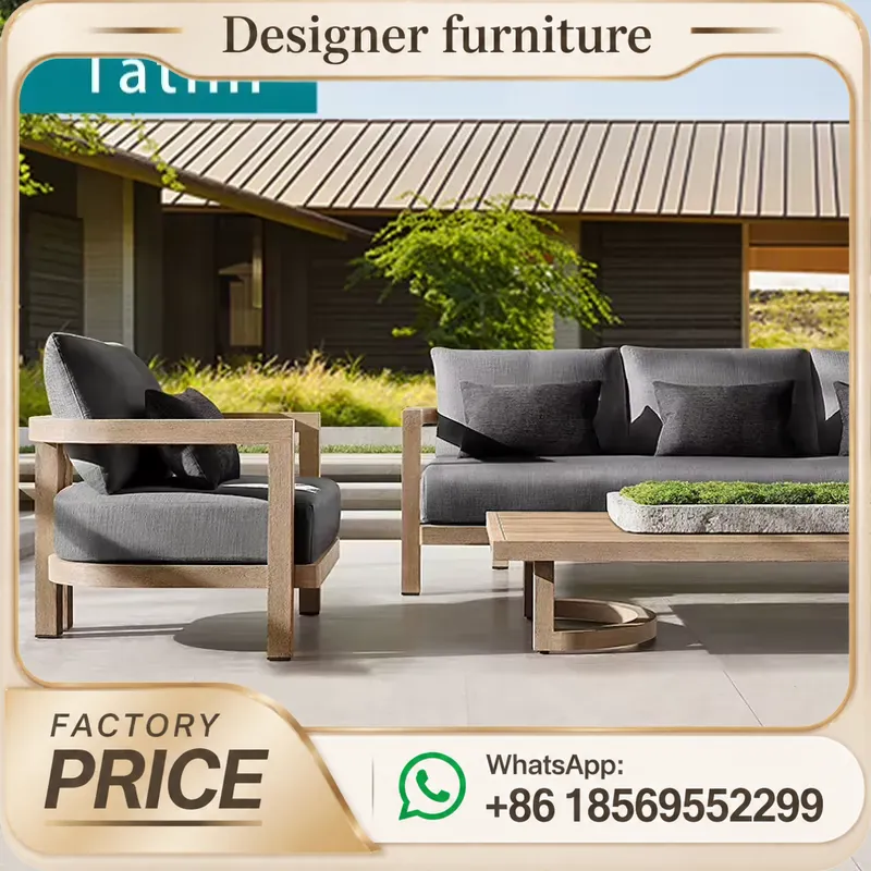 Outdoor Furniture Hotel - Teak Wood Sofa Set Waterproof Outdoor