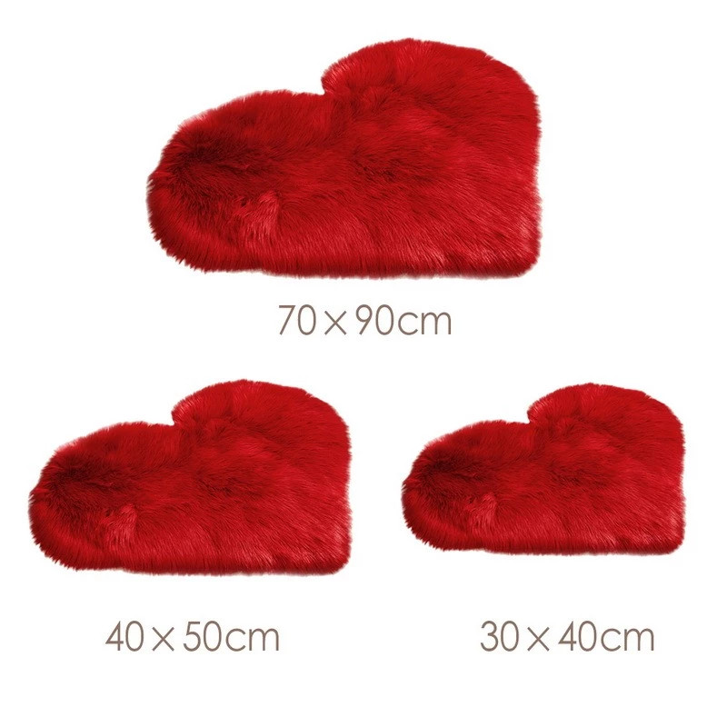 Outdoor Furniture For Cafe - Furry Solid Color Heart Rug Bedroom