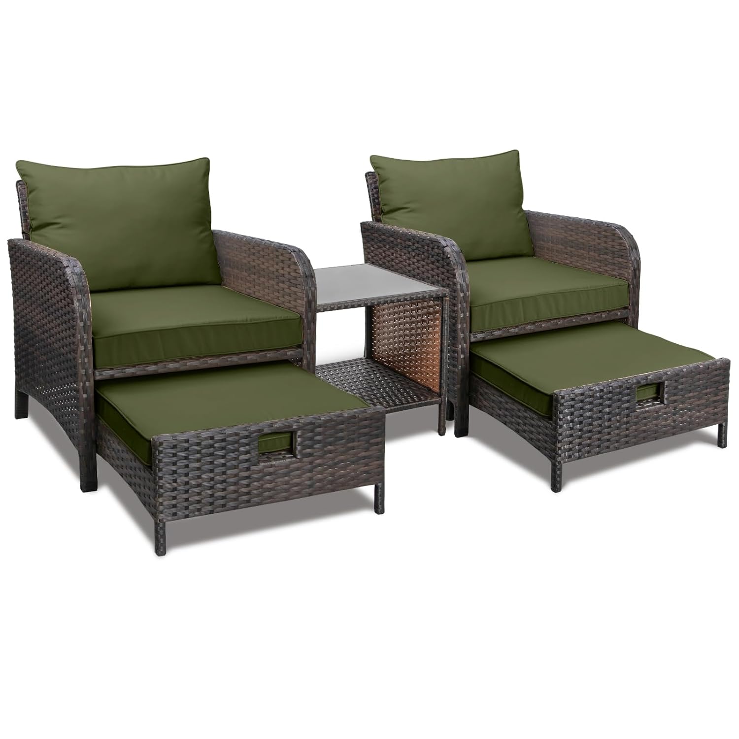 5 Piece PE Rattan Patio Set Ou - Outdoor Furniture Green ulasan dan harga
