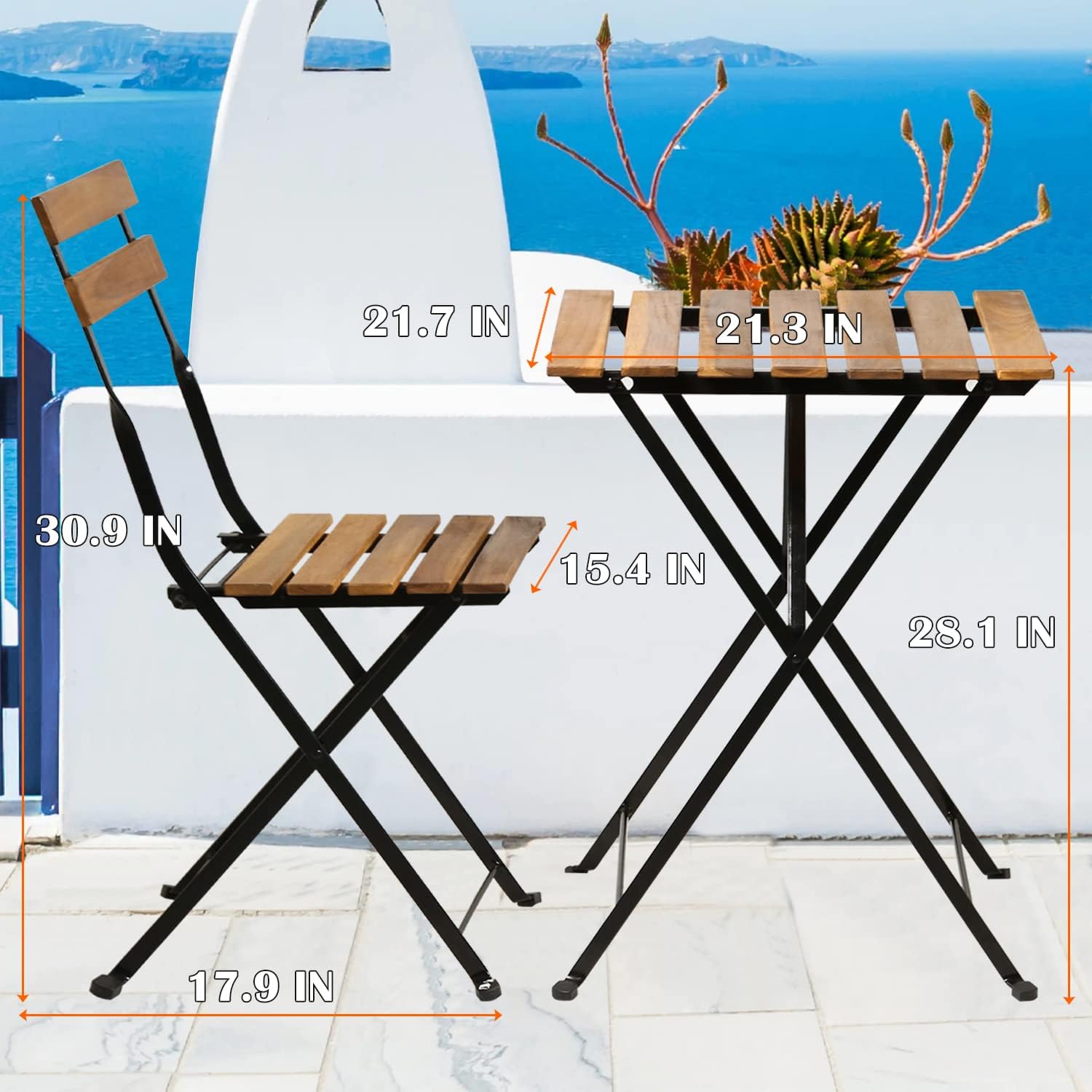 Natural wood 3-piece folding p - Outdoor Furniture One Piece ulasan dan harga