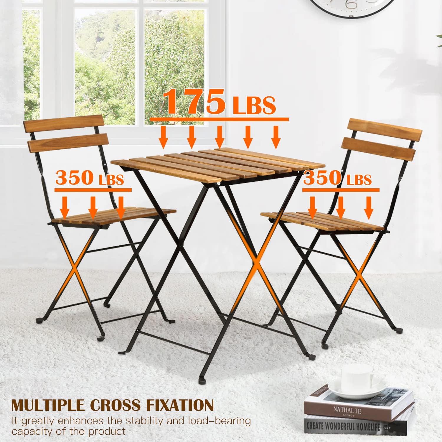 Natural wood 3-piece folding p - Outdoor Furniture One Piece ulasan dan harga
