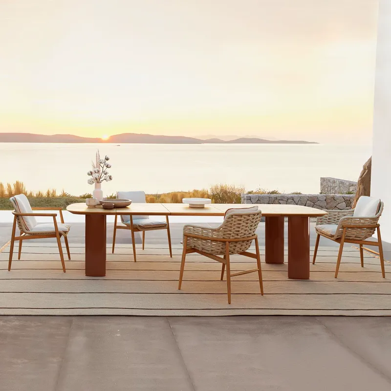 Nordic Rattan Outdoor Dining T - Outdoor Furniture For Cafe ulasan dan harga