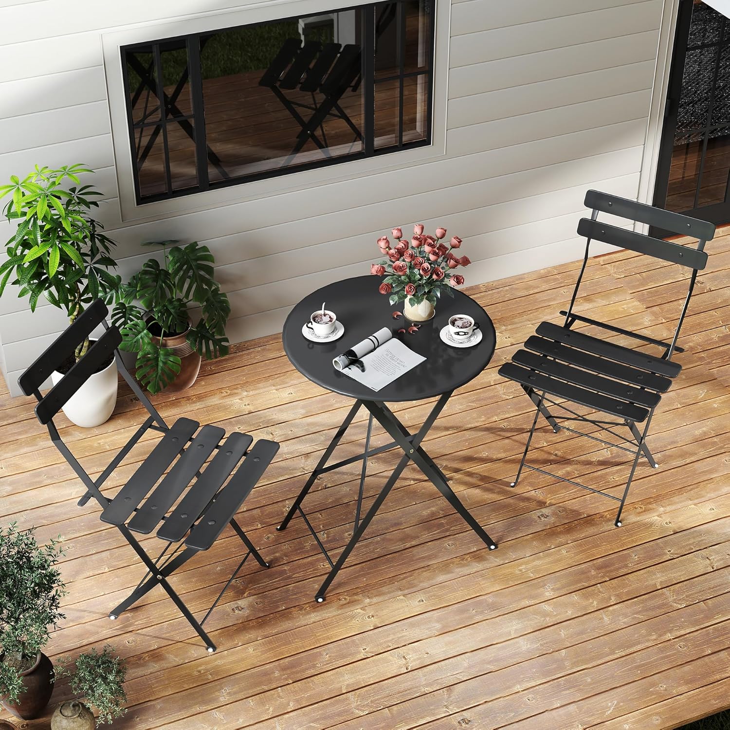 Space-saving black 3-piece fol - Outdoor Furniture One Piece ulasan dan harga