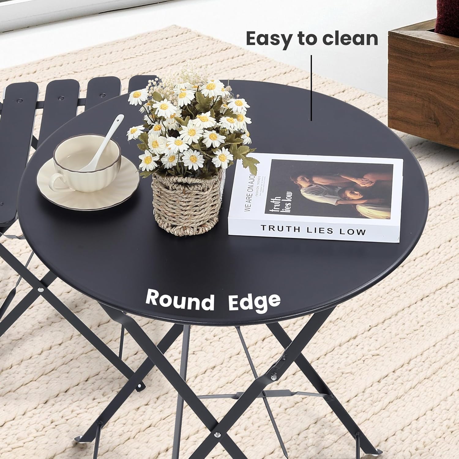 Space-saving black 3-piece fol - Outdoor Furniture One Piece ulasan dan harga