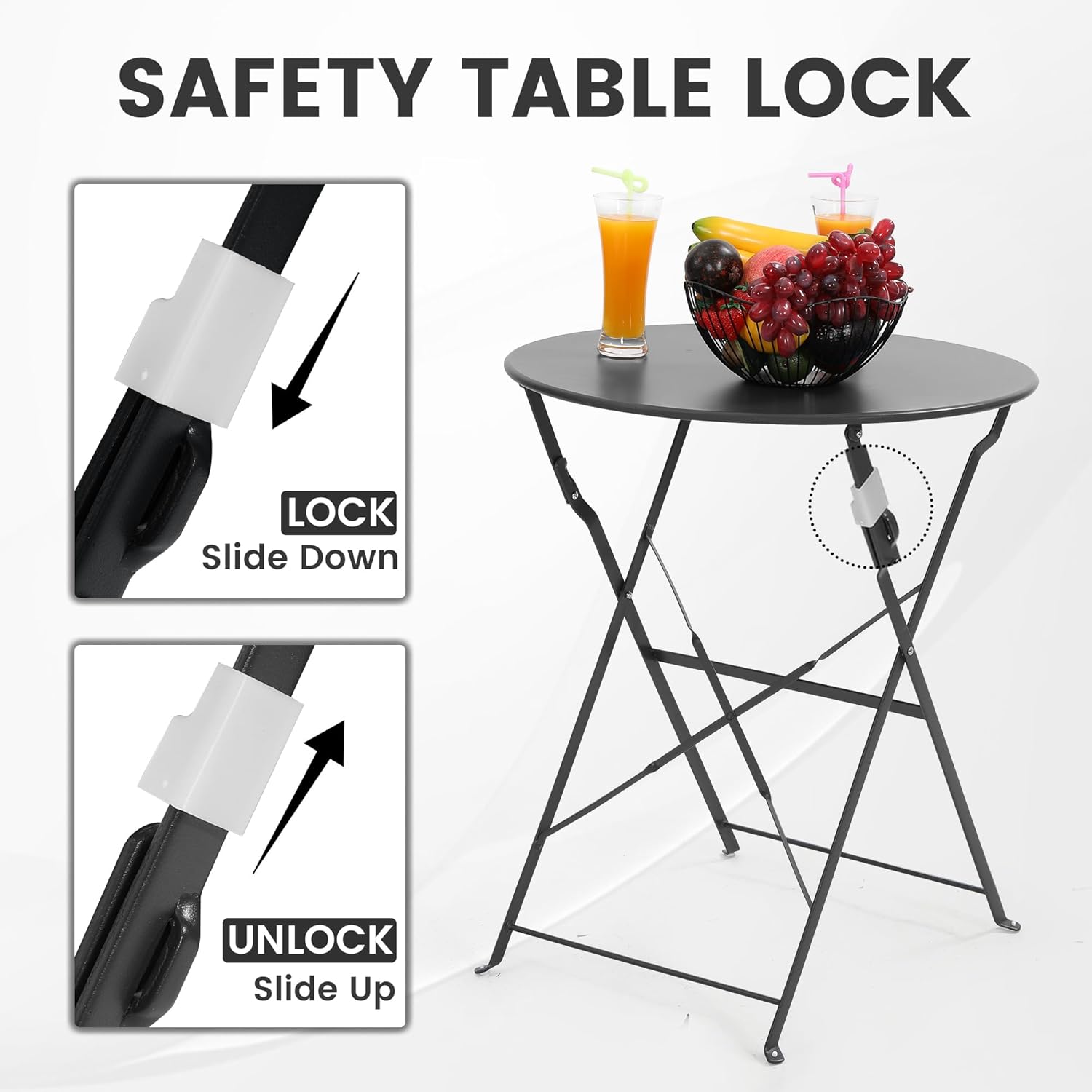 Space-saving black 3-piece fol - Outdoor Furniture One Piece ulasan dan harga