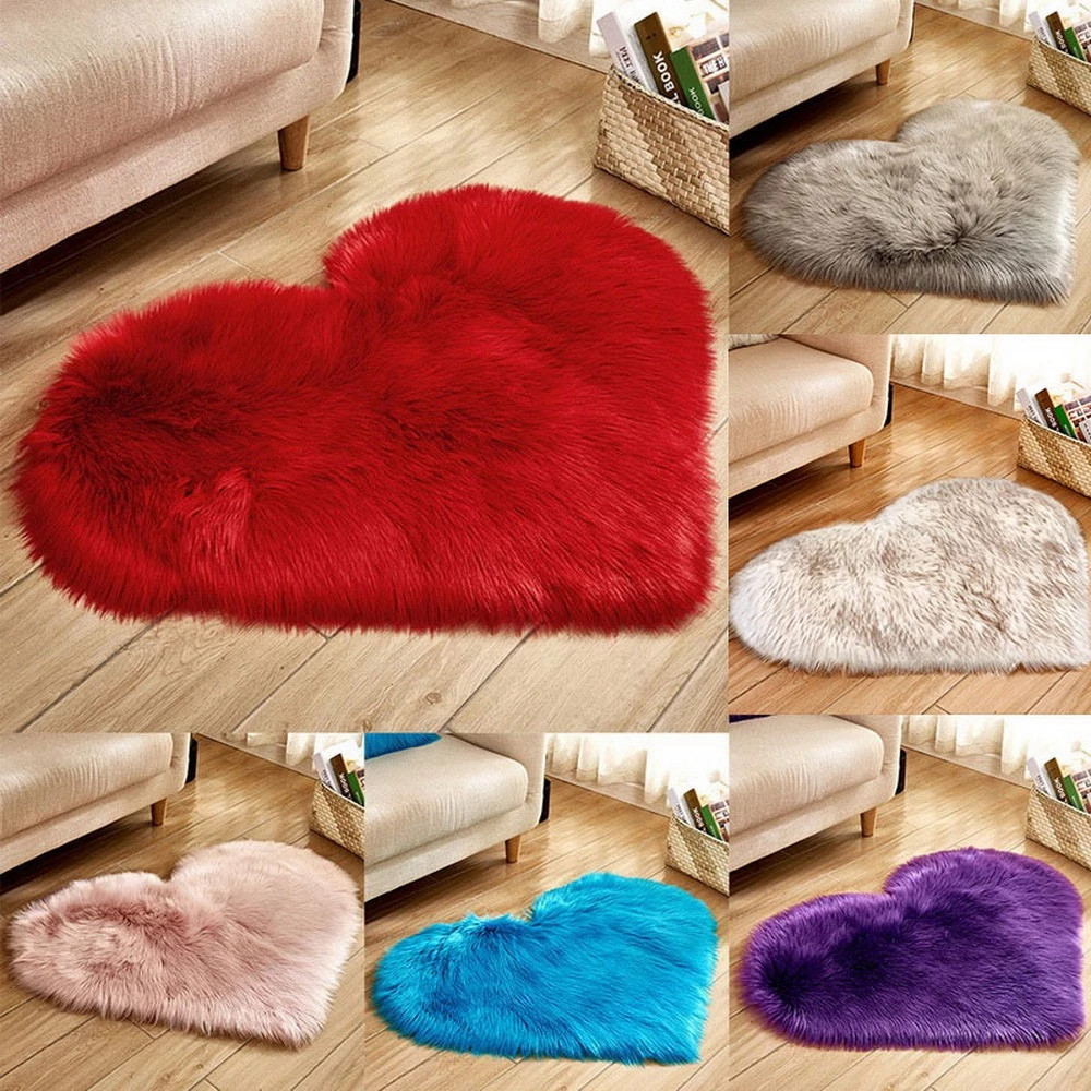 Furry Solid Color Heart Rug Be - Outdoor Furniture For Cafe ulasan dan harga